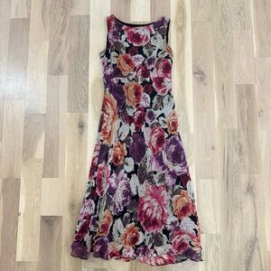 Vintage Y2K Pure Silk Talbots Midi Floral Sleeveless Dress